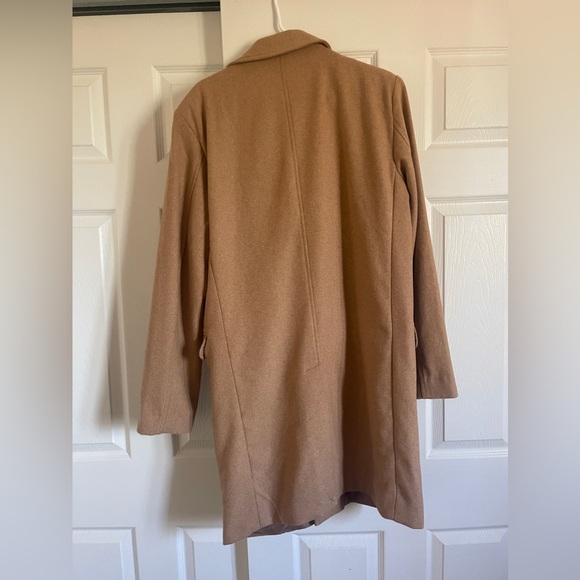 TALL SINGLE BREASTED WOOL LOOK OVERCOAT IN CAMEL - Picture 10 of 10